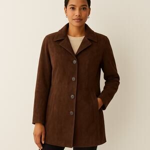 Vintage Y2k Eddie Bauer Seattle Suede Jacket Longline Washable Brown Sz XLP Fall